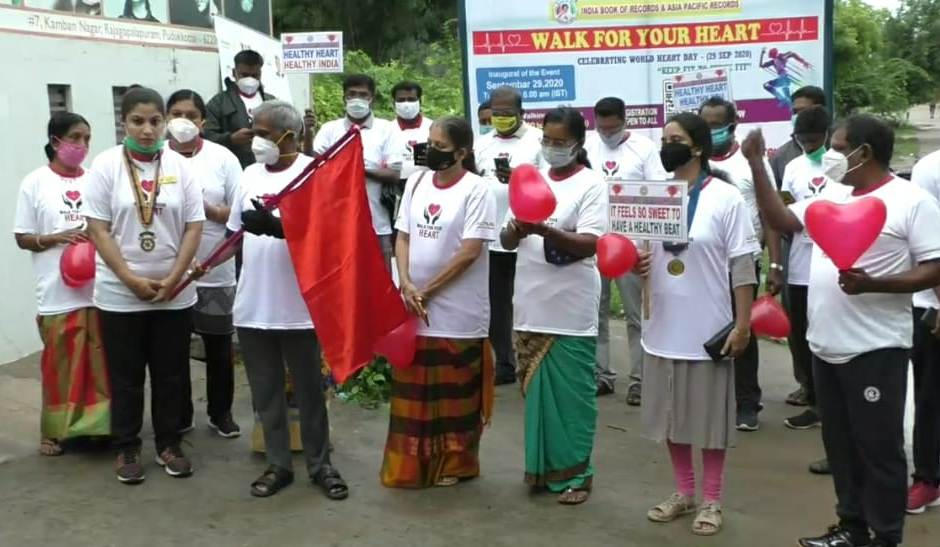 உலக இருதய தினத்தை முன்னிட்டு புதுக்கோட்டையில் வாக்கத்தான் உலக சாதனை முயற்சி